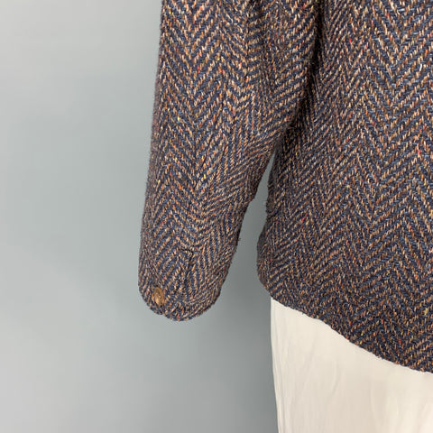 45rpm Size XXL Brown & Navy Cotton Notch Lapel Jacket
