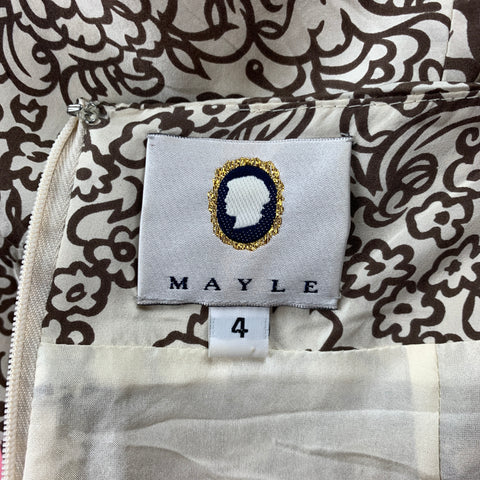 MAYLE Taille 4 Jupe trapèze en soie florale blanche et marron