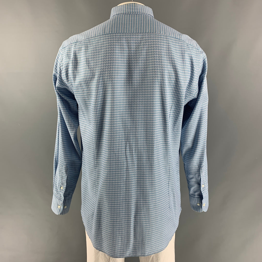 ETRO Size XL Blue &  Grey Print Button Up Long Sleeve Shirt
