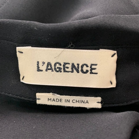 L'AGENCE Size XS Black Silk Solid Patch Pockets Shirt