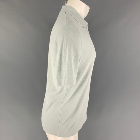 GRAN SASSO Size M Blue Light Blue Viscose Half Zip Polo
