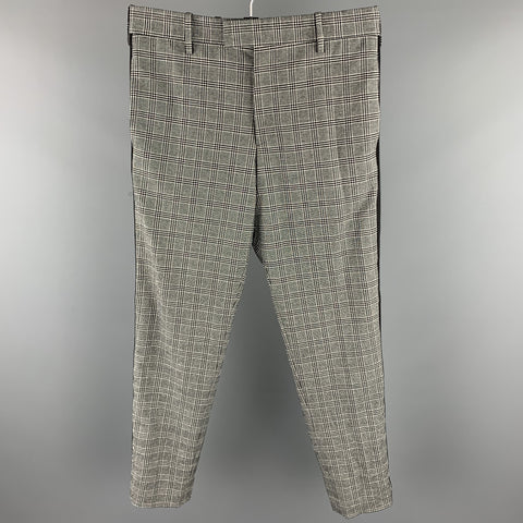 PAUL SMITH Size 32 Black & White Plaid Polyester Zip Fly Dress Pants