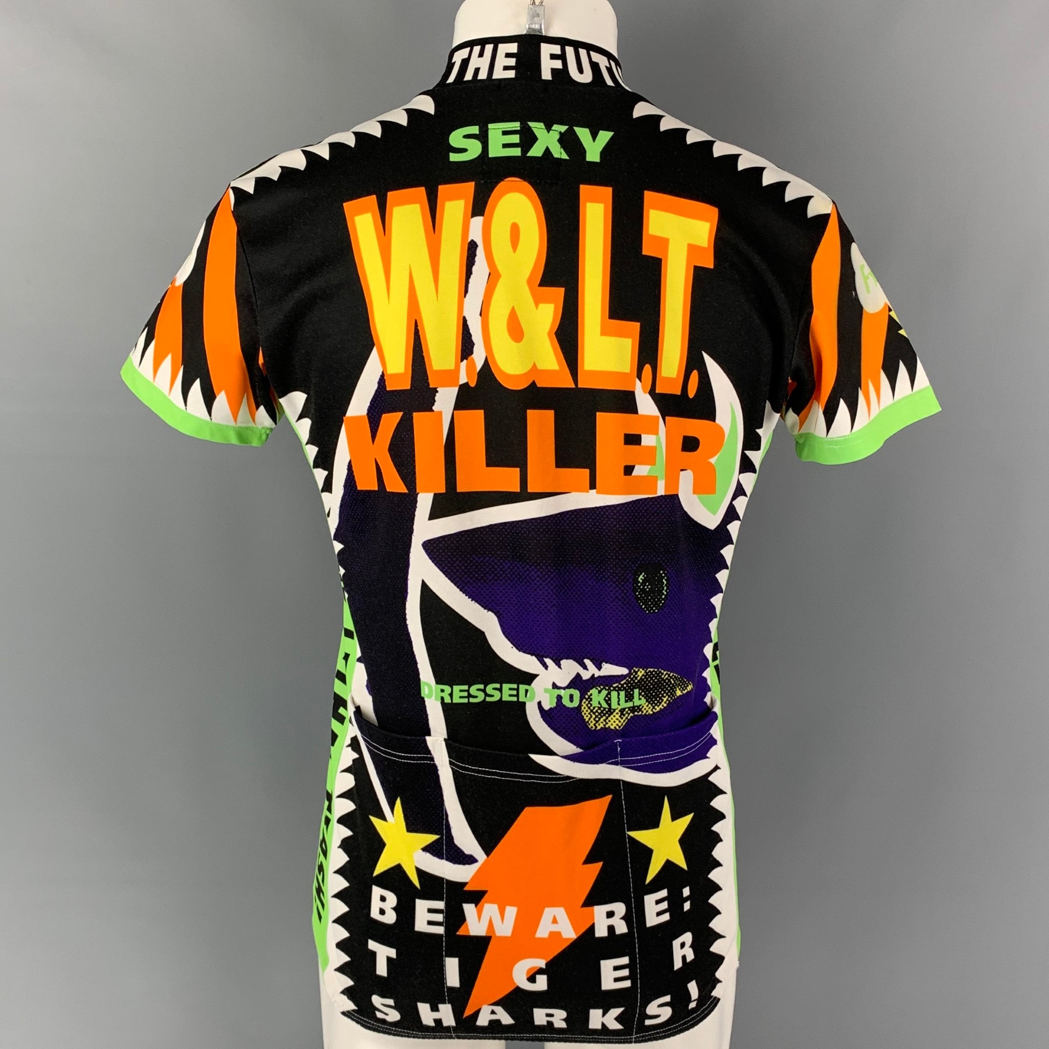 WALTER VAN BEIRENDONCK SS96 Size M Green Orange Sharks Jersey Bike