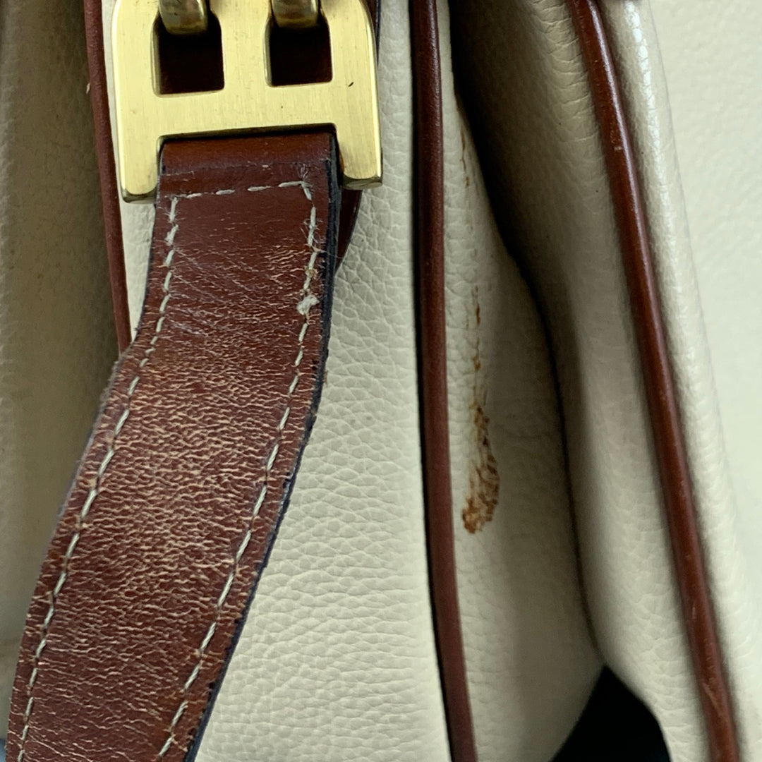 BALLY Cream Brown Pebble Grain Leather Cross Body Handbag