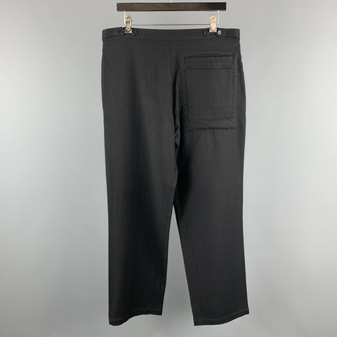 FARHI Size 34 Black Solid Wool Zip Fly Casual Pants
