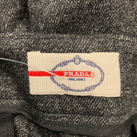 PRADA Size 10 Black White Wool Cotton Heather Flat Front Casual Pants