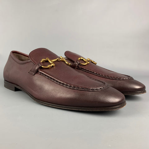 SALVATORE FERRAGAMO Size 11 Dark Brown Leather Horse Bit Slip On Loafers