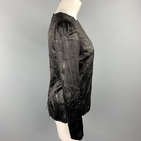 MAISON MARTIN MARGIELA Size 6 Black Wrinkled Acetate / Viscose Blouse