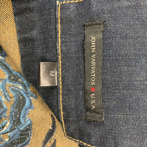 JOHN VARVATOS Size M Blue Embroidery Cotton Jacket