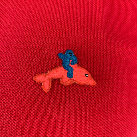MARC by MARC JACOBS Size L Red Orange Solid Cotton Buttoned Polo
