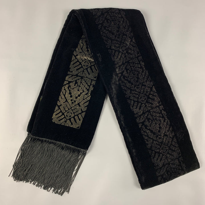 ETRO Black Glitter Viscose / Silk Velvet Scarf