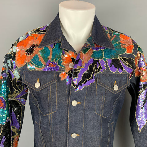 DRIES VAN NOTAN Chaqueta trucker Voste Emt de mezclilla con lentejuelas índigo talla S