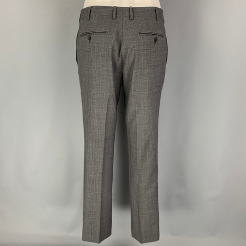 LANVIN Size 38 Grey Grid Wool Notch Lapel Suit