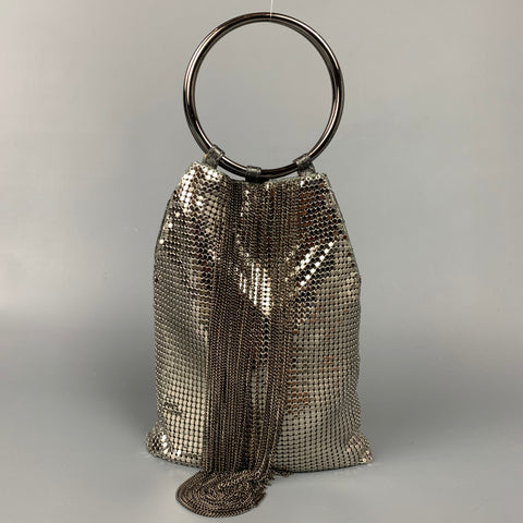 WHITING & DAVIS Silver Mesh Metal Chains Evening Handbag