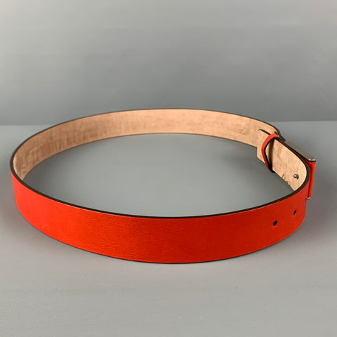 GUCCI Size 36 Orange Silver Leather Belt