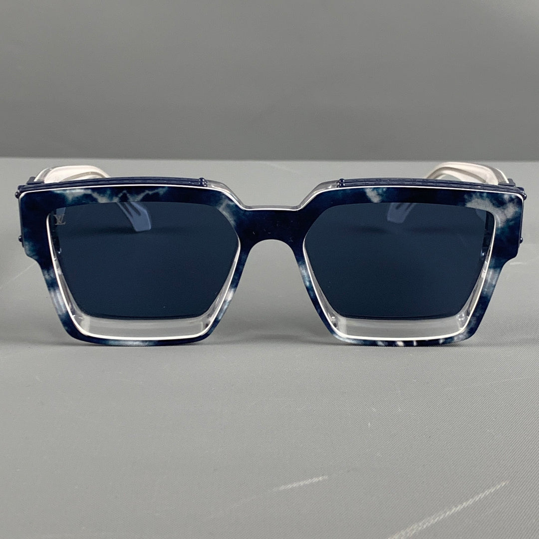 Gafas de sol LOUIS VUITTON de acetato jaspeado en azul blanco
