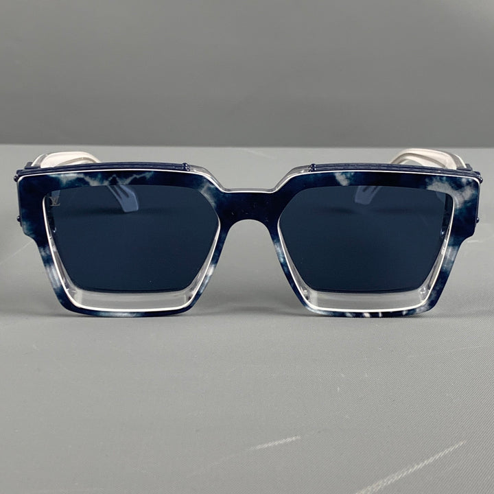 Gafas de sol LOUIS VUITTON de acetato jaspeado en azul blanco
