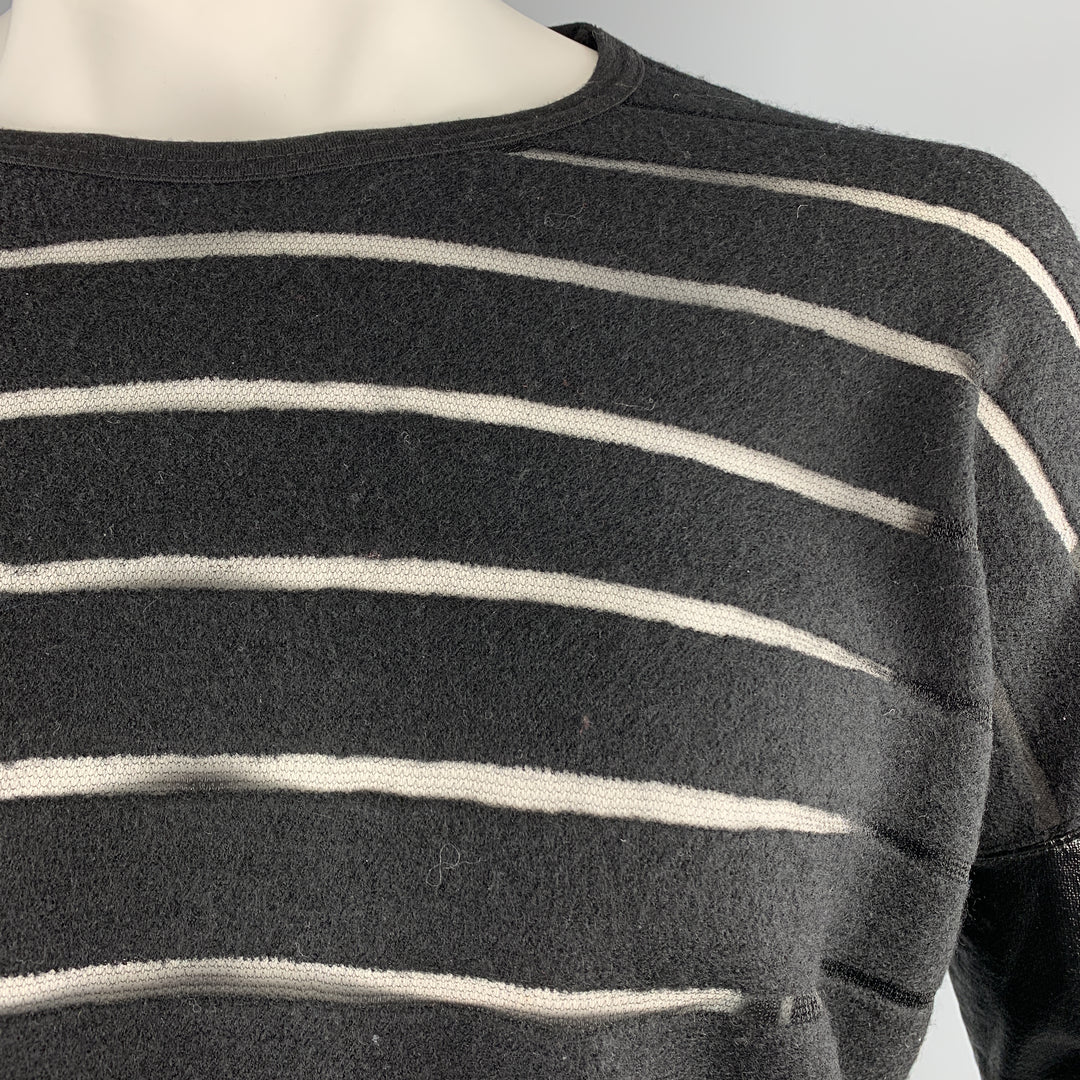 JUNYA WATANABE Size M Black Stripe Wool Blend Crew-Neck Pullover