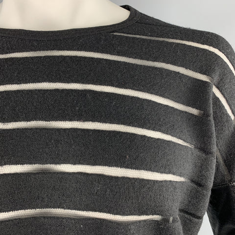 JUNYA WATANABE Jersey con cuello redondo y mezcla de lana a rayas negras talla M