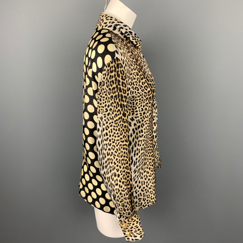 EMANUEL UNGARO Taille 6 Blouse boutonnée en soie imprimé animal beige