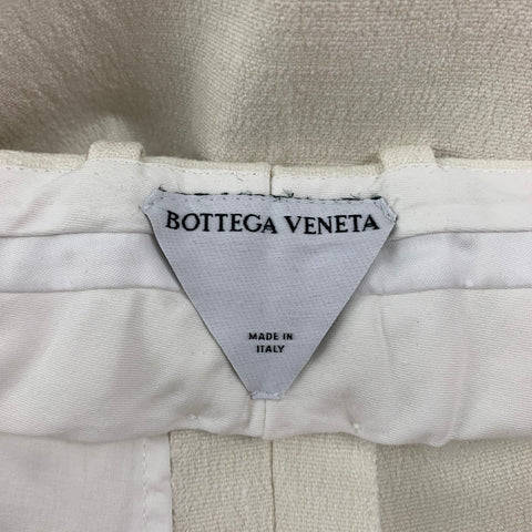 BOTTEGA VENETA Size 2 Cream Linen Wrinkled Wide Leg Dress Pants