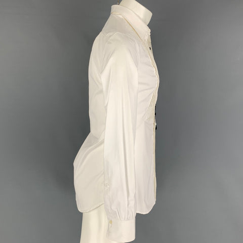 DSQUARED2 Size XXS White Cotton Tuxedo Long Sleeve Shirt