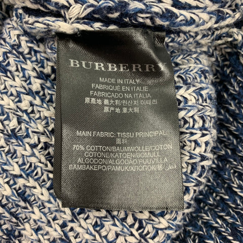 BURBERRY PRORSUM Spring Summer 2012 Size L Navy & White Knitted Wool Fisherman Scoop Neck Sweater