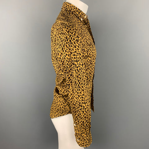 GITMAN BROS for OPENING CEREMONY Size S Tan Animal Print Cotton Button Down Long Sleeve Shirt