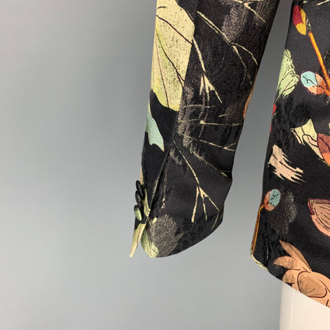 ETRO Size 38 Multi-Color Print Viscose Blend Peak Lapel Sport Coat