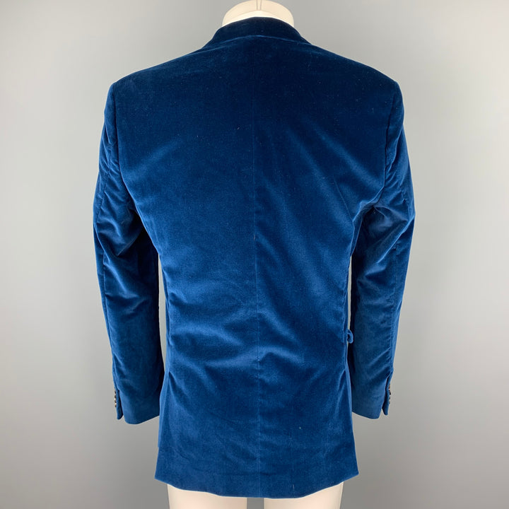 CALVIN KLEIN COLLECTION Size 40 Royal Blue Velvet Notch Lapel Sport Coat