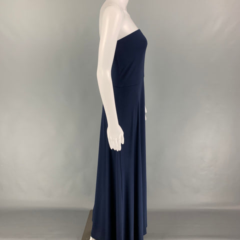 POLO by RALPH LAUREN Size M Navy Polyester Strapless Long Dress