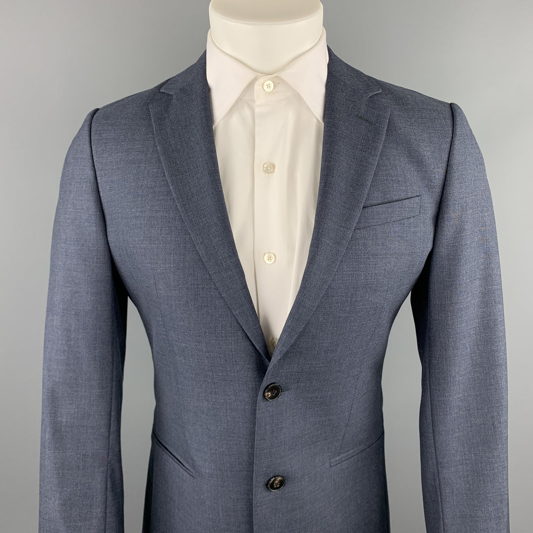 REISS Size 36 Short Blue Wool Notch Lapel Suit