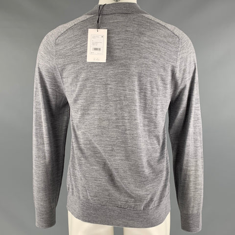 THEORY Size M Grey Knitted Wool Polo Pullover