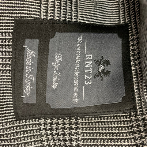 RNT 23 Size 38 Black White Glenplaid Polyester Blend Sport Coat