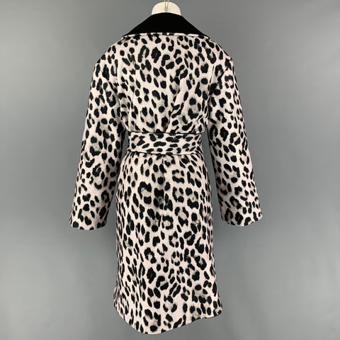 ALICE + OLIVIA Taille XS/S Manteau réversible en polyester imprimé animal blanc noir