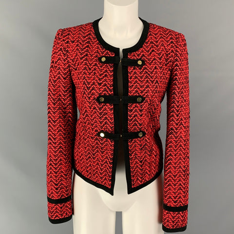 SEM SEM Size 4 Red & Black Acrylic Blend Zig Zag Suede Jacket