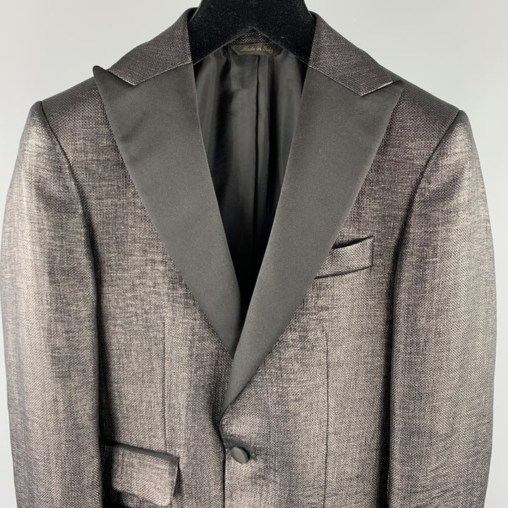 J. LINDEBERG Size 36 Black Woven Cotton Blend Peak Lapel Sport Coat
