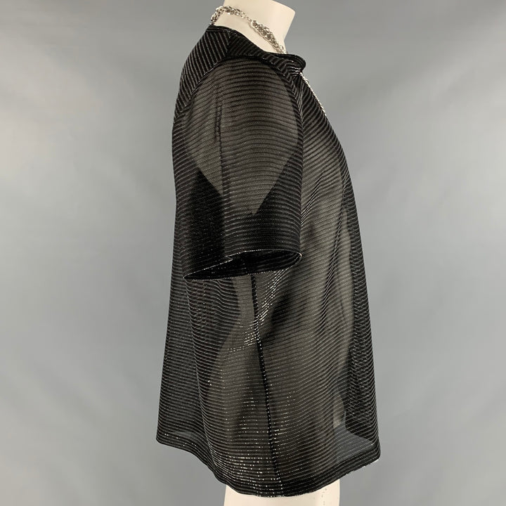 JUNYA WATANABE Size S Silver Black Ribbed Rayon  Polyester Pullover