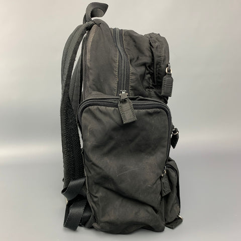 PRADA Black Nylon Zipper Pockets Backpack