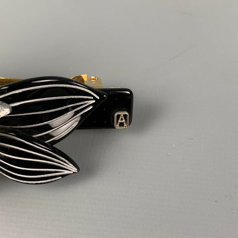 ALEXANDRE de PARIS Silver Black Floral Hair Clip