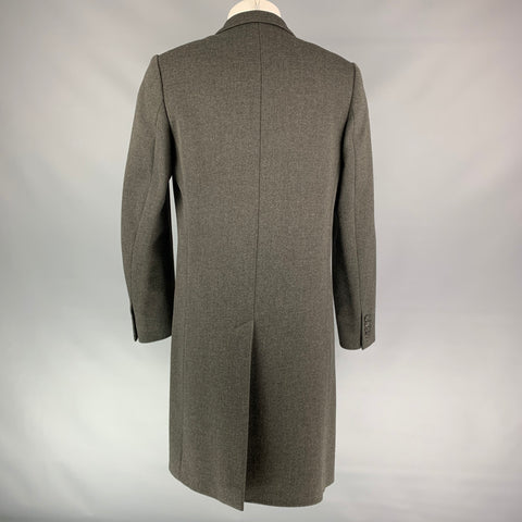 DRIES VAN NOTEN Size 40 Olive Wool Notch Lapel Coat