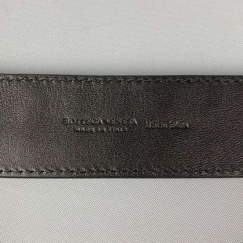 BOTTEGA VENETA Size 34 Black Red White Woven Leather Belt