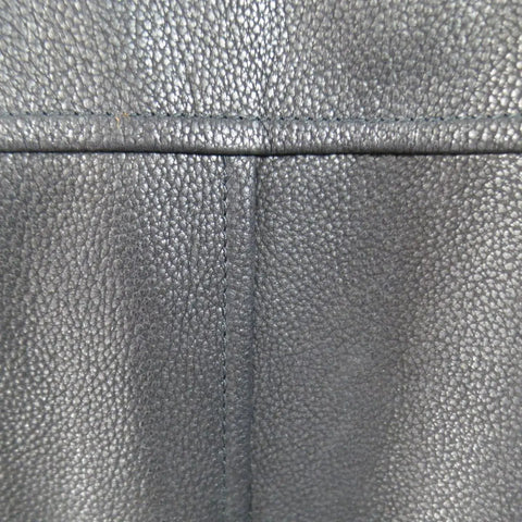 ERMENEGILDO ZEGNA 42 Black Pebbled Leather & Nylon Collared Coat ERMENEGILDO ZEGNA
