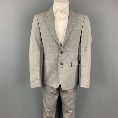 BURBERRY LONDON Talla 38 Regular Gris Glenplaid Traje de lana virgen