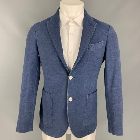 BOGLIOLI Size 34 Blue Cotton Single Breasted Sport Coat
