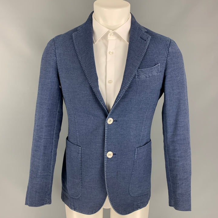 BOGLIOLI Size 34 Blue Cotton Single Breasted Sport Coat