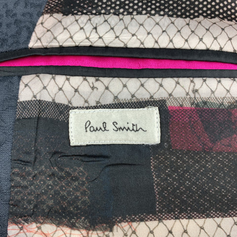 PAUL SMITH Size 36 Dark Gray Jacquard Cotton / Polyester Sport Coat