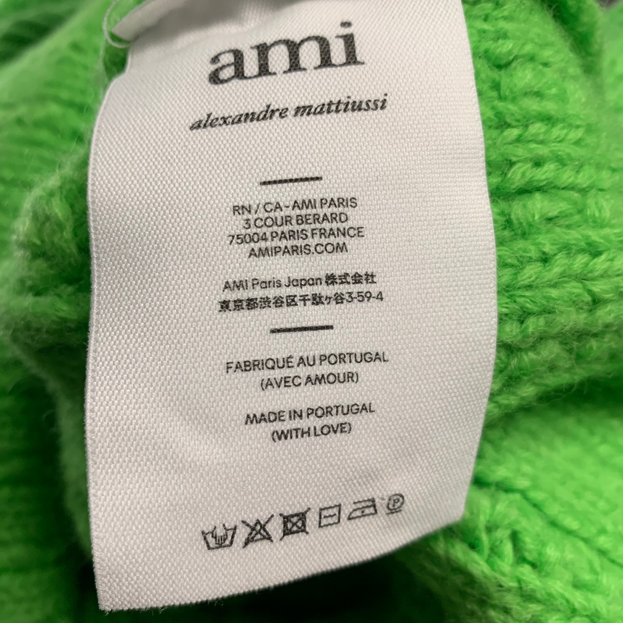 AMI by ALEXANDRE MATTIUSSI Size M Green Wool Cable Knit Cropped