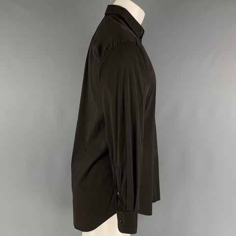PRADA Size M Brown Cotton  Elastane Long Sleeve Shirt