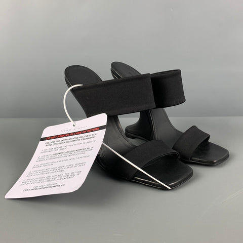 RICK OWENS Sandalias de cuña curvadas de nailon negro talla 7